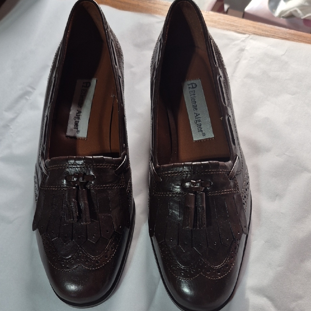 Etienne Aigner Dark Brown Leather Loafers